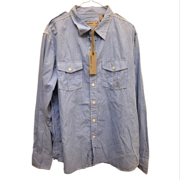 Paper Denim & Cloth Blue White Checkered Casual Button Down Shirt Sz Large Men's - Picture 1 of 10